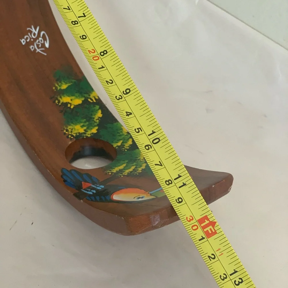Costa Rica Hand Painted Toucan Floating Wood Bottle Holder 11.5”Tropical Decor